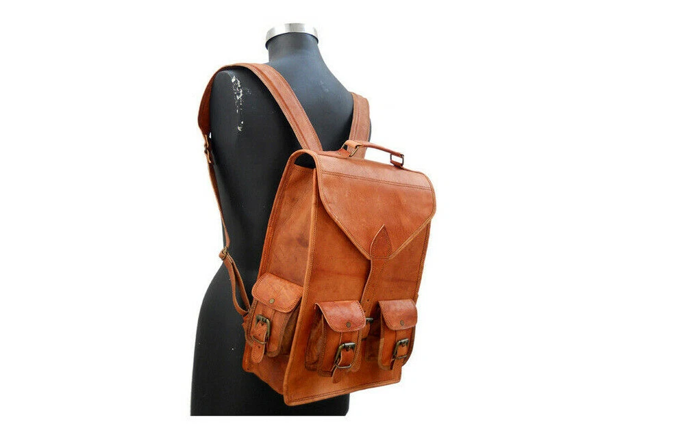 Travel Vintage Genuine Leather Laptop Backpack Rucksack Messenger Bag Satchel