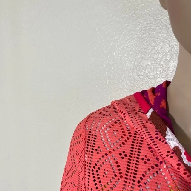 TÍTULO NUEVE Mujer Corte Láser Capucha Anfib Túnica Cubre Rosa Punto Caído XS Foto 2 de 4