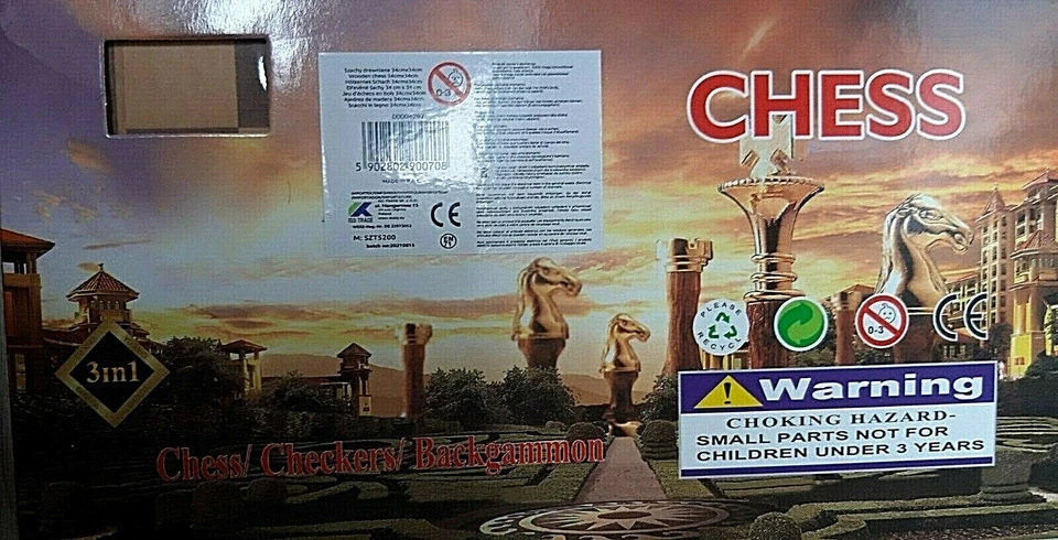 Schachspiel Holz im Koffer, Chess, Schach Reiseschach Backgammon 3 in1 Checkers - Bild 4 von 4