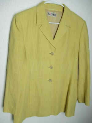 vintage Escada by SRB pale yellow linen blazer made in W. Germany EUC! 1980s Ley