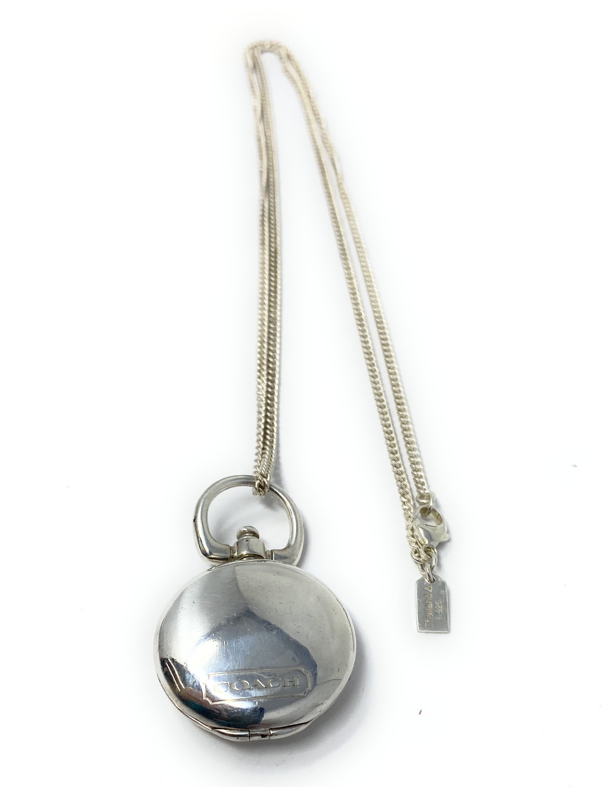 Coach Round Solid Sterling Silver Locket & Neckla… - image 2