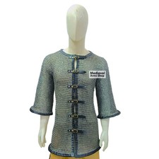 Medieval Mild Steel Chainmail Shirt 09mm Flat Riveted Rings Knight Armor LARP