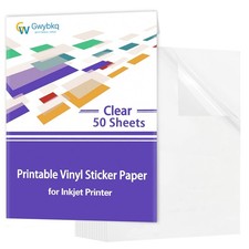 Gwybkq Clear Printable Vinyl Sticker Paper for 8.5x11 inch, Transparent 