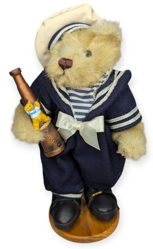 Sailor Bear Plush Doll in Navy Outfit Freestanding w/Spyglass 10" Tall