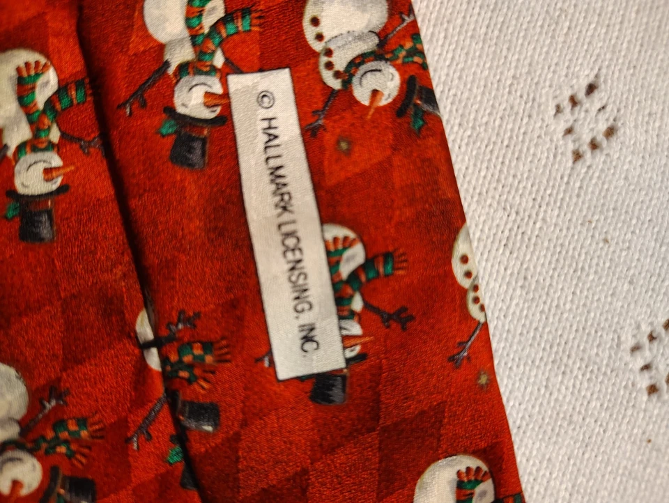 Corbata Muñeco de Nieve Navidad Hombres Rojo Seda Cuello Corbata Sello 59L x 3.75W Informal Fiesta Foto 3 de 4