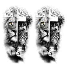 FTVLTAT Jesus Cross Temporary Tattoos for Adults, Large Half Arm Large, Black