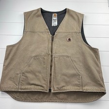 Carhartt Rugged Vintage Vest Fleece lined Men's size 2XL V19 Tan Y2K