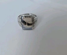 Men's Ring 1950s Moss Agate Eagle In Flight Size 13 By Wheeler Mfg Sterling 