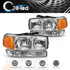 Headlights Bumper Lamps Set For 1999-2007 Gmc Sierra 1500 2500 00-06 Yukon Xl