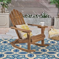 Adirondack Rocking Chair, Outdoor Wooden Rocker for Patio Garden Porch