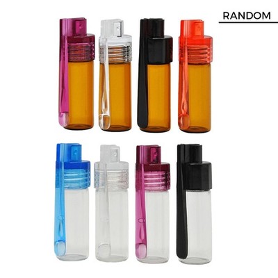 36/51mm Random Brown/Clear Glass Case Portable Empty Bottle Jar w Folding Spoon