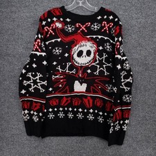 Disney Sweater Mens Medium Black Nightmare Before Christmas Skellington Pullover