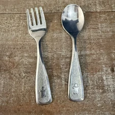 Vintage The First Years 1980s Deluxe Stainless Steel Baby Spoon Fork Set