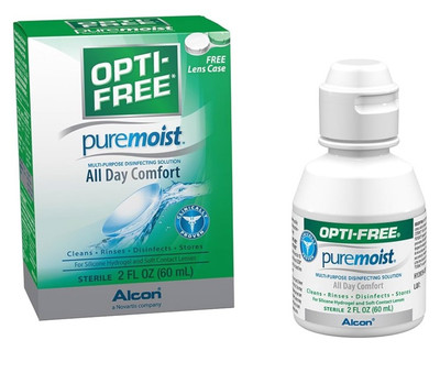 2 OPTI-FREE Puremoist Multi-Purpose Disinfecting Solution with Lens Case - 2oz