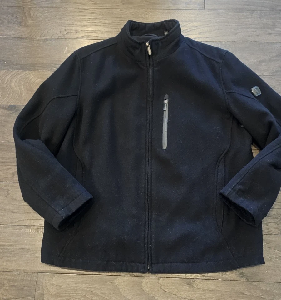 Abrigo Chaqueta Tech by Tumi Mezcla de Lana Acolchado Forrado Cremallera Completa Hombres Negro Cuello Simulado L Foto 3 de 4