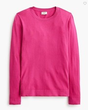 New J Crew Cotton Teddie Sweater S L Pink Crew Neck Classic Long Sleeve
