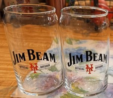 (2) 12 oz Jim Beam New York Mets Baseball & Whiskey Collectable Glasses NEW!