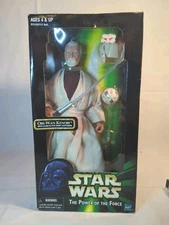 Vtg 12" OBI-WAN KENOBI Star Wars Power Of The Force Glow In Dark Lightsaber T4