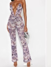 Purple Mesh Halter Jumpsuit