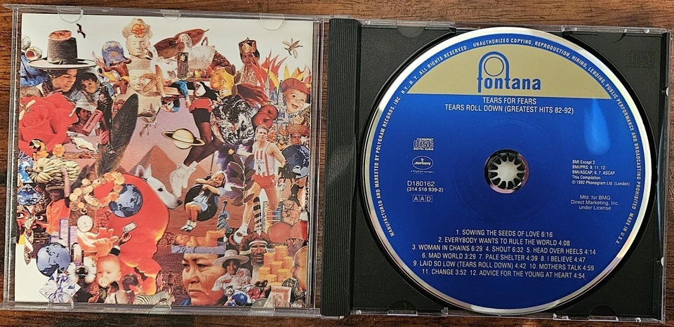 Tears Roll Down: G.H. 82-92 by Tears for Fears (CD, 1992) - Image 2 of 4