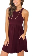 NWT HiMONE FAB Summer Pocket Stretch Casual Sundress in Wine Red Size XL