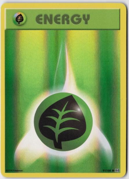 GRASS ENERGY 91/108 REVERSE HOLO C EVOLUTIONS POKEMON  NM/M GRASS ENERGY