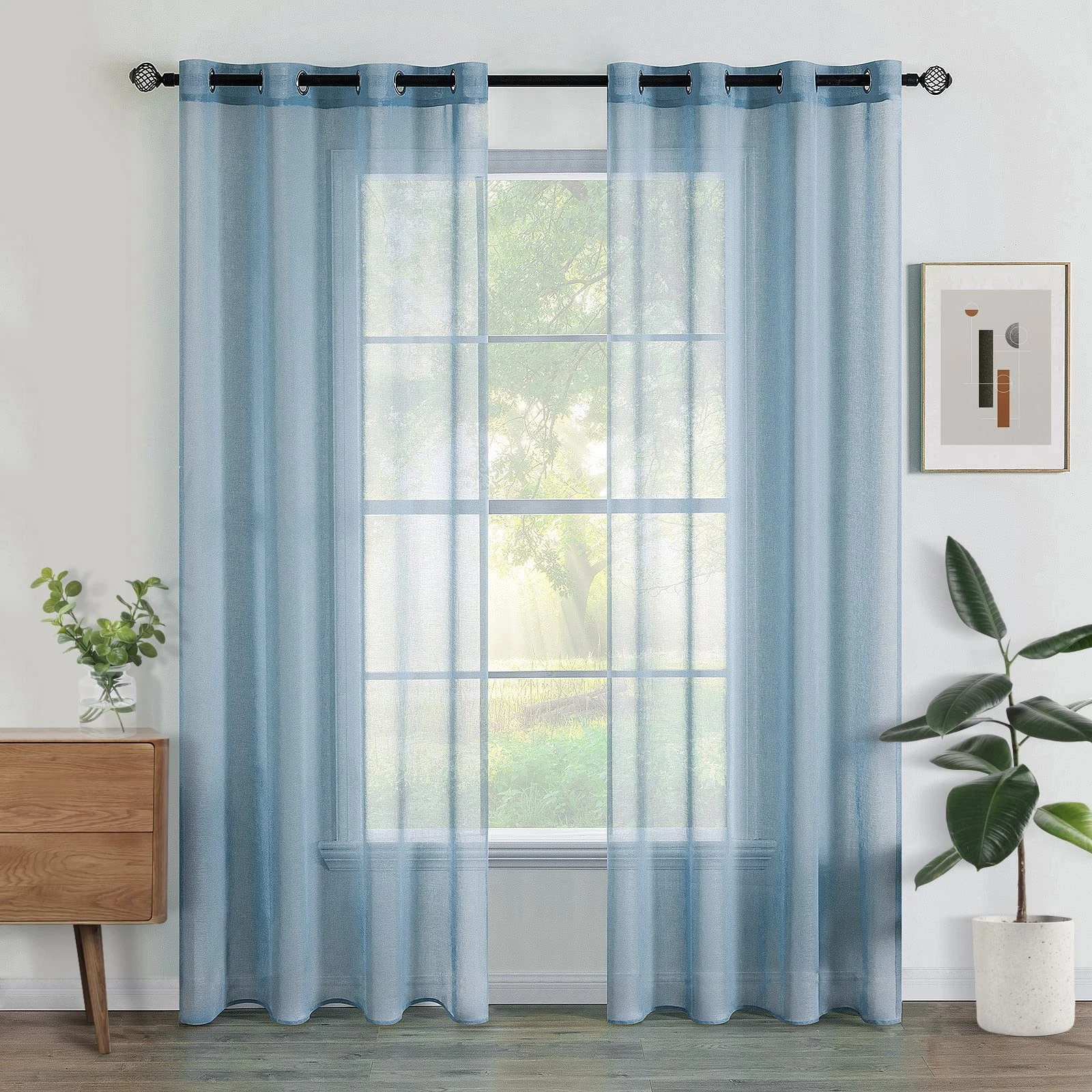 Voile Curtains Drapes Sheer Living Room Eyelet Stores Curtains Sla...
