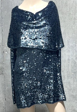 Vestido Suéter Donna Karan New York Verde Oscuro Cachemira Lentejuelas EE. UU. 4 6 MEDIANO