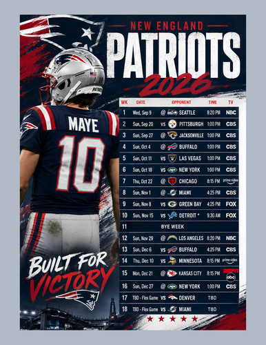 New England Patriots Magnet Schedule 2026-2027 (5 x 7 inches) High Definition