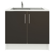 JD Greta 1000mm Utility Room Sink Unit With Tap Kitchen Base Cabinet - Dark Grey
