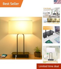 Elegant Touch Control Table Lamp: 3-Way Dimming  USB Charging Ports Included