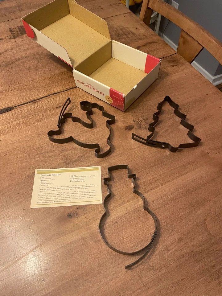 Moldes para panqueques vintage 2003 nuevos en caja reno, muñeco de nieve y árbol de Navidad Foto 2 de 3