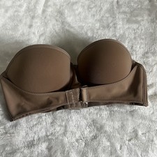 Tan Bra Strapless Option With Clear Straps,size34b/75c Push Up Front/Back Latche