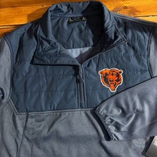 Chicago Bears 1/4 Zip Sweatshirt Jacket Men's Large Blue Dunbrooke Pullover NEW