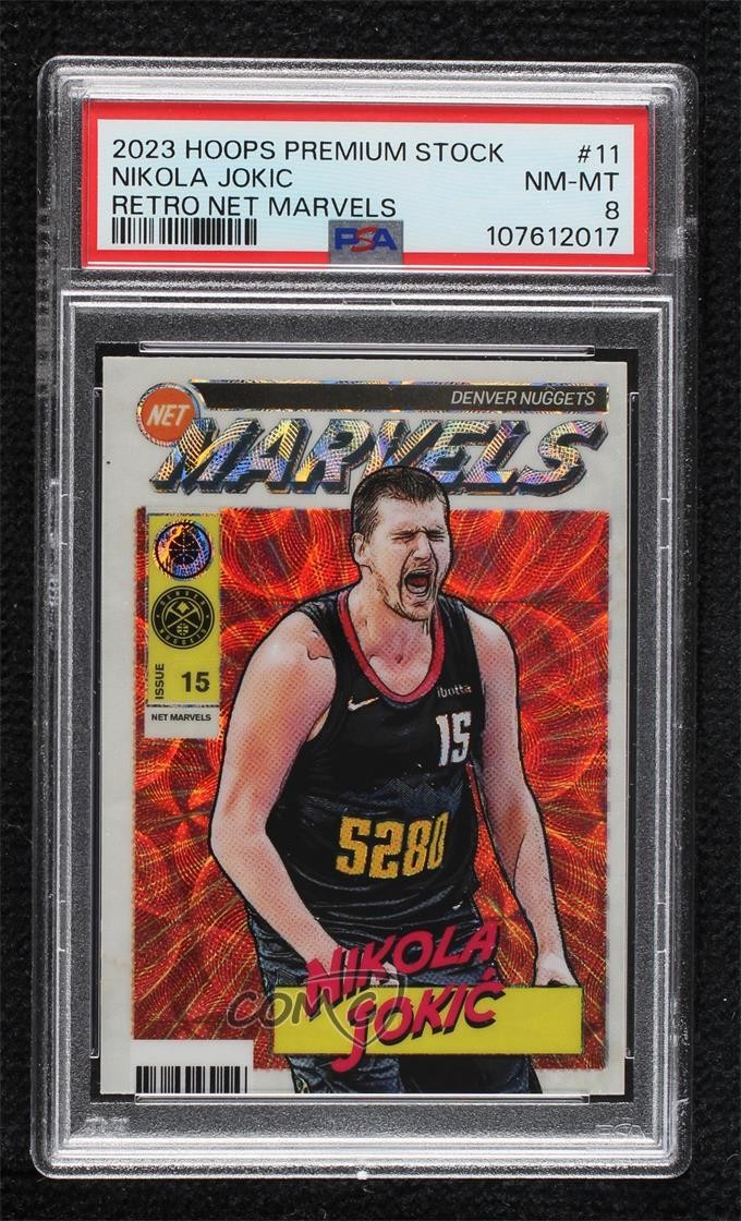 2023 Panini NBA Hoops Premium Stock Retro Net Marvels Nikola Jokic #11 PSA 8 8d2