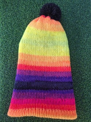 HANDMADE KNIT STRIPED MULTI-COLOR BEANIE/SLOUCH HAT-NEW HANDMADE