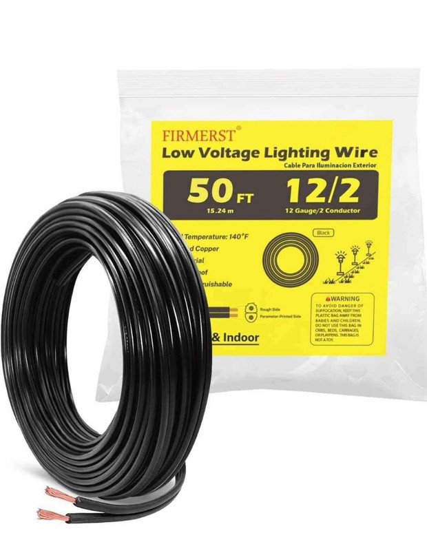 FIRMERST 12/2 12 AWG Low Voltage Lighting Wire 50 ft Copper Stranded Black