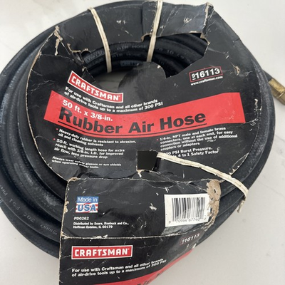 #ad Sears Craftsman USA Nos 50’ Rubber Compressor Air Hose 16113 3 8” Pneumatic $79.98