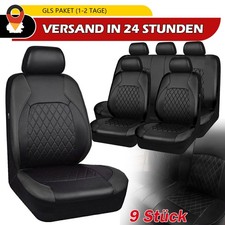 9 Stück Auto Sitze Sitzbezüge PU-Leder Sitzbezug Schonbezüge Schwarz Universal