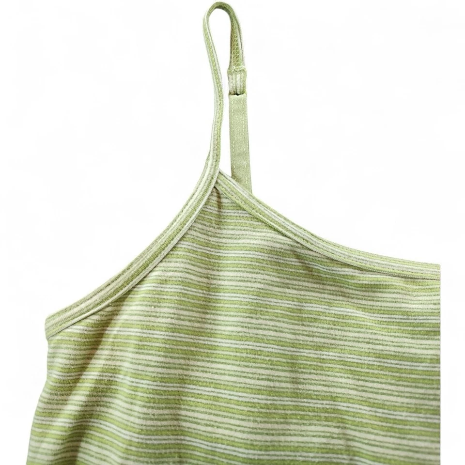 Sujetador sin mangas vintage Eddie Bauer Y2K Cami verde salvia rayas capa M BTS Foto 2 de 4