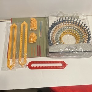 Yarnology Round Loom Set with Long Looms, Hooks, Needles, Multi-Color