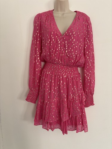 Lilly Pulitzer Pink Gold Metallic Dress Size 8 Lightweight Made In India - Picture 3 of 9