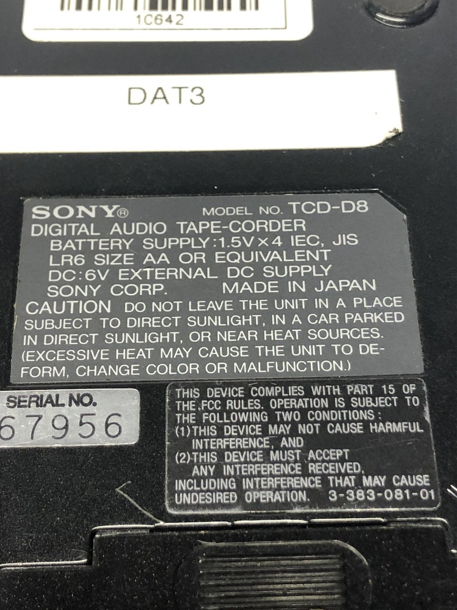 Sony TCD-D8 Portable DAT Recorder for sale online | eBay