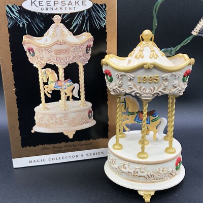 Vintage Hallmark Keepsake Ornament Tobin Fraley Holiday Carousel 1995 Lighted