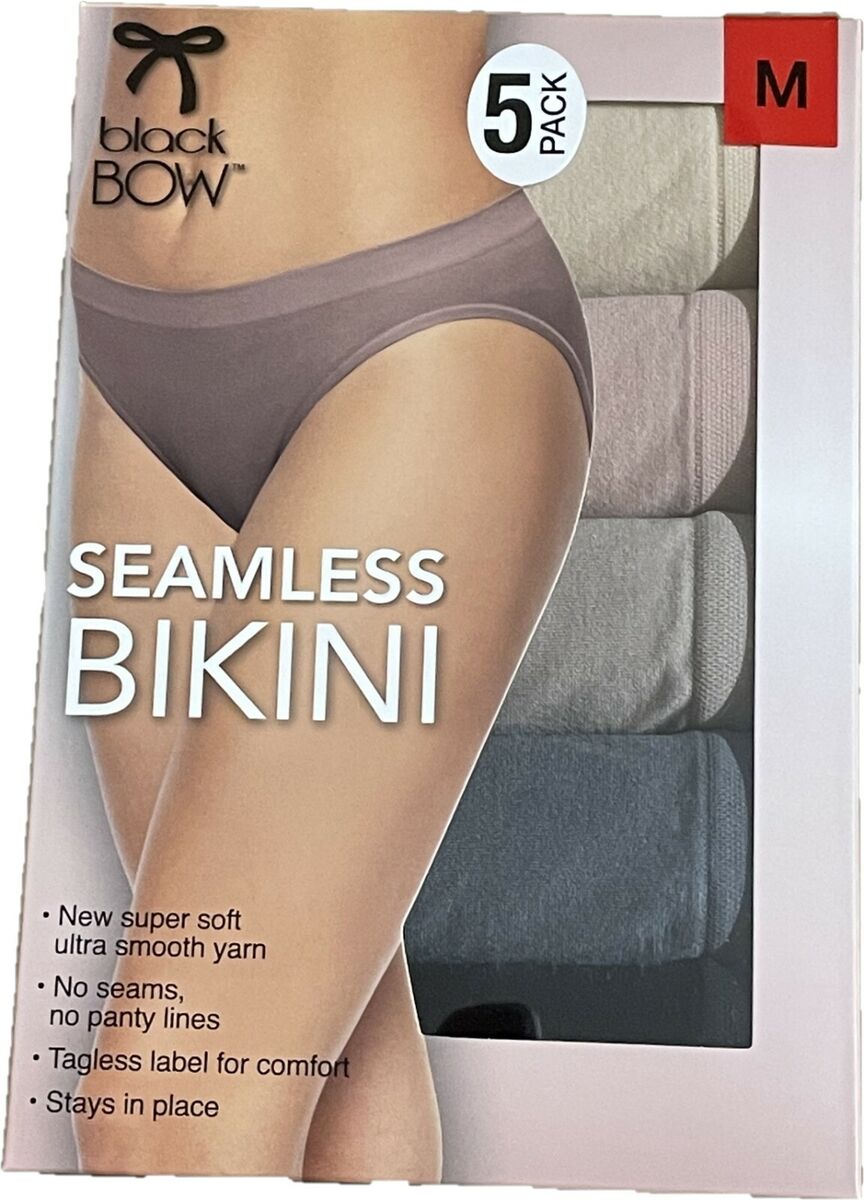 black BOW Seamless BIKINI 5-Pack underwear panties, size M/ XL, multi-color