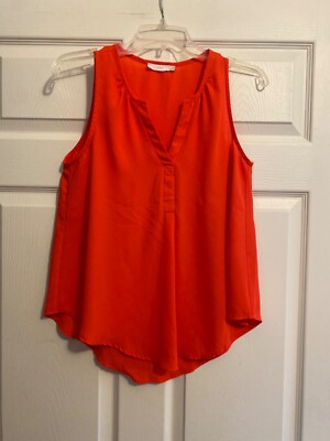 LUSH Blouse ORANGE Sleeveless Pullover  SMALL