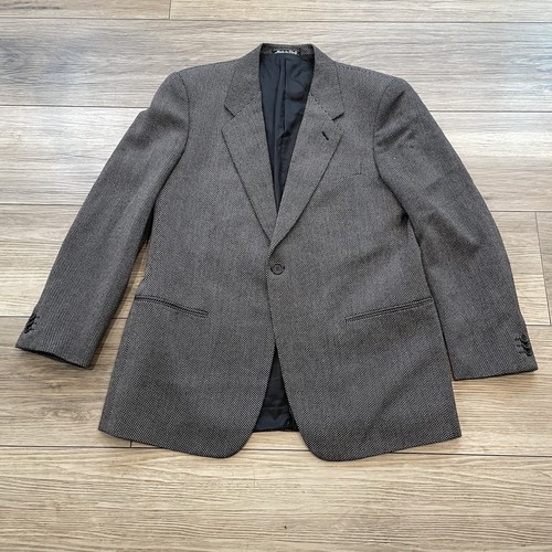 Blazer Giorgio Armani Collezioni Negro Espiga 42 100% Lana Pura Abrigo Deportivo
