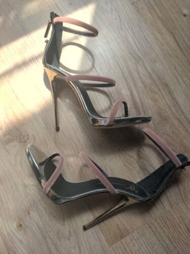 Giuseppe Zanotti Harmony Velvet Mauve Strap Sandal Stiletto Womens EU 40 Silver - Picture 2 of 9