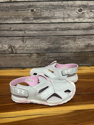 Under Armour 3023783 Gray & Pink Fat Tire Defender Sandal Girls Shoe Size 11