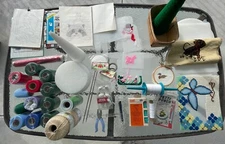 HUGE CRAFT SUPPLIES LOT DARICE PLASTIC CANVAS NYLON NET SPOOL TRACING PAPER